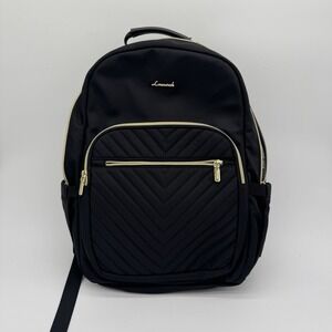 Lovevook Black Laptop Backpack Gold Zippers Quilted Travel Work School Bag